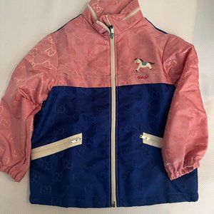 GUCCI girls pink and blue zip jacket Size 5 *NEW*